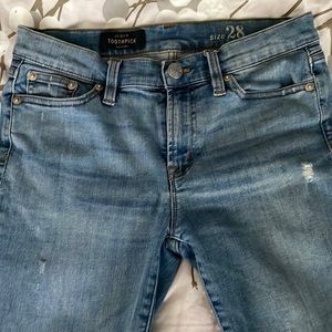 J.Crew Light denim skinny jeans with holes size 28